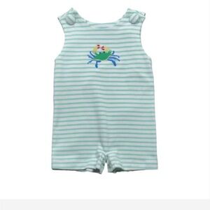 Striped Sleeveless Romper with Crab Design